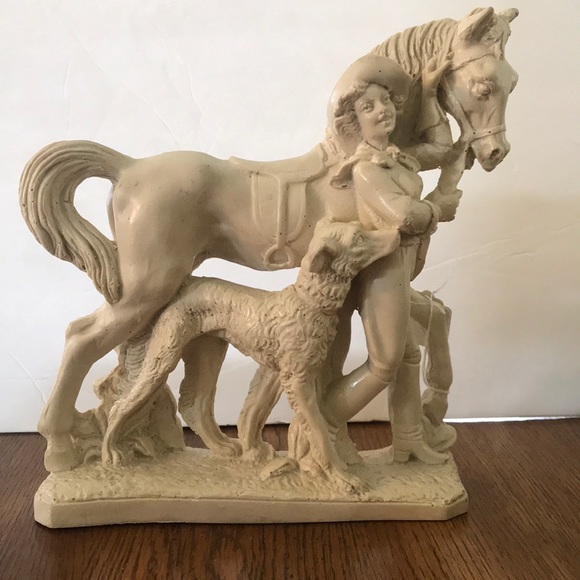 Other - Bisque White Horse and Female with Dog